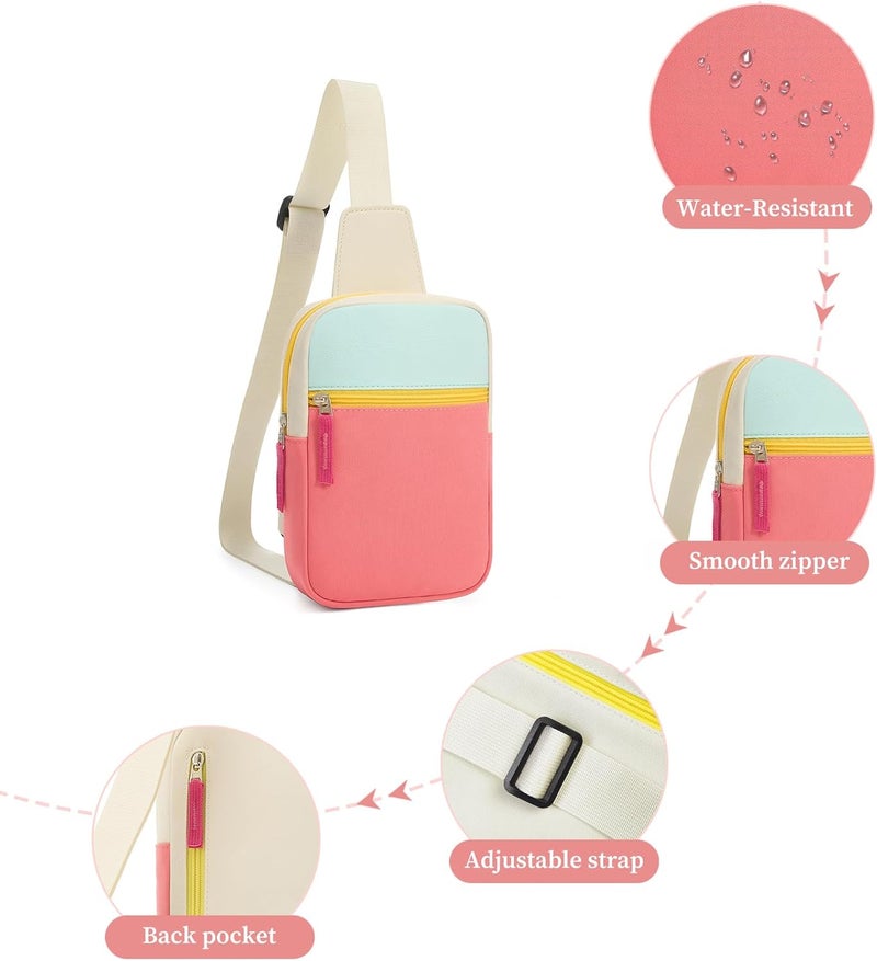 cotmcor Store Valentines Day Gifts for Kids: Fanny Pack Birthday Gift for 8 9 10 11 12 Year Old Teen Girls Trendy Stuff, Preppy Colorblock Crossbody Bag Adjustable Sling Belt Bags Purse for Travel Outdoor - Image 5